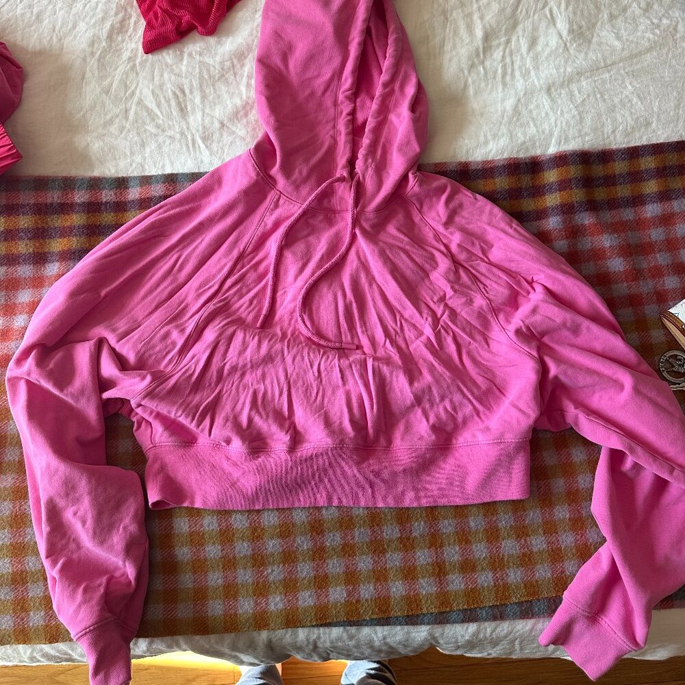 Alo Cropped Hoodie Pink, small